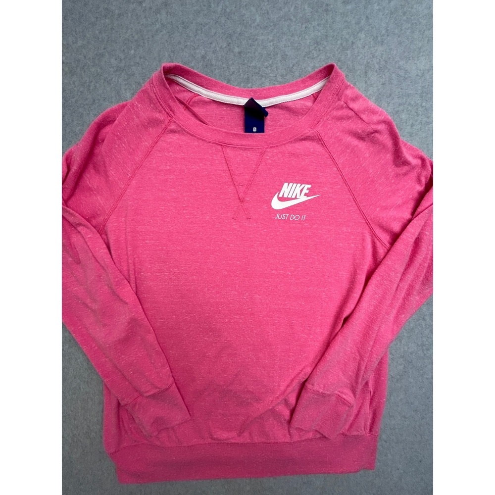 Nike Sportswear Womens XL Pink Heather Crewneck Sweatshirt Just Do It Logo